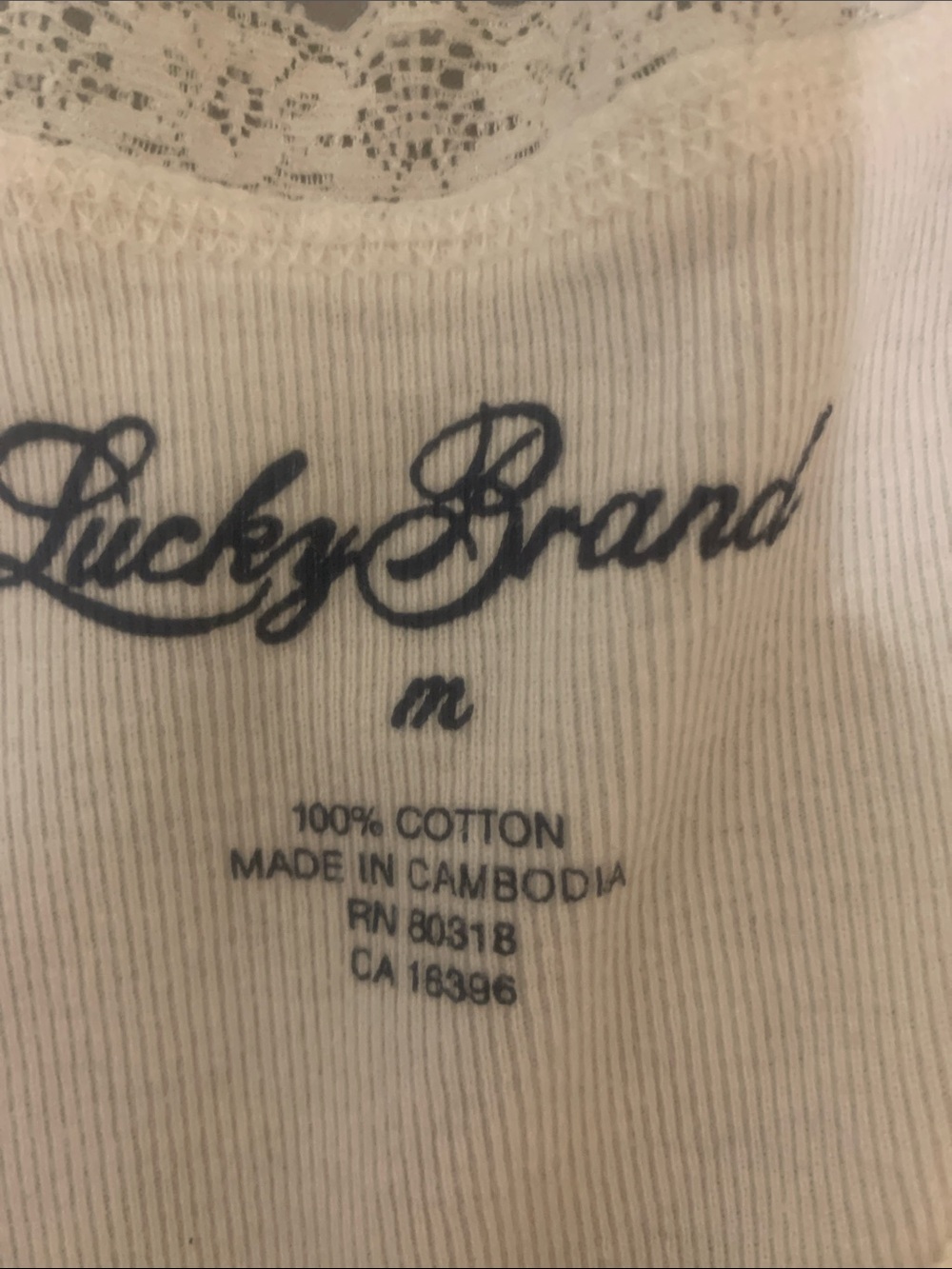 Lucky Brand White Lace-Trim Ribbed Tank - Picture 2 of 2